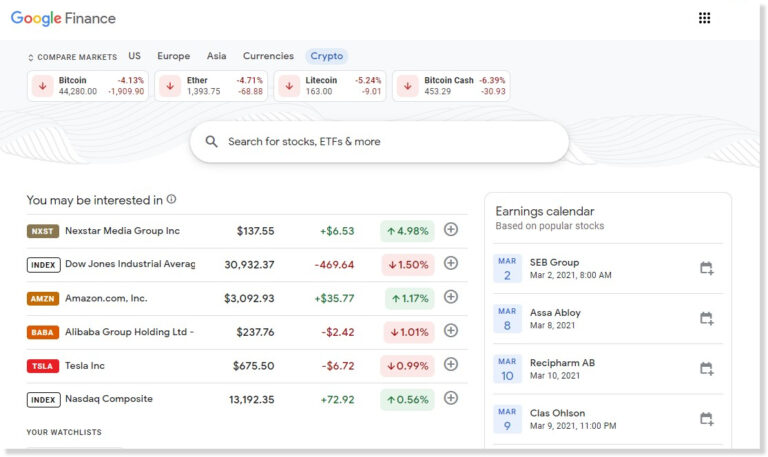 Google Finance adds CRYPTO section featuring Bitcoin, Ether, and more.